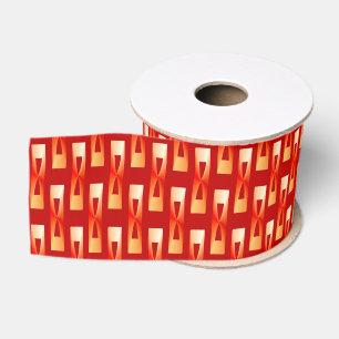 Art Deco Metallic Geometric - Red en Coral Grosgrain Lint