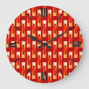 Art Deco Metallic Geometric - Red en Coral Grote Klok