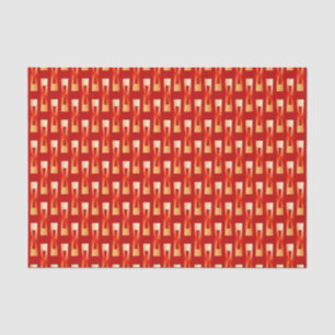 Art Deco Metallic Geometric - Red en Coral Tissuepapier