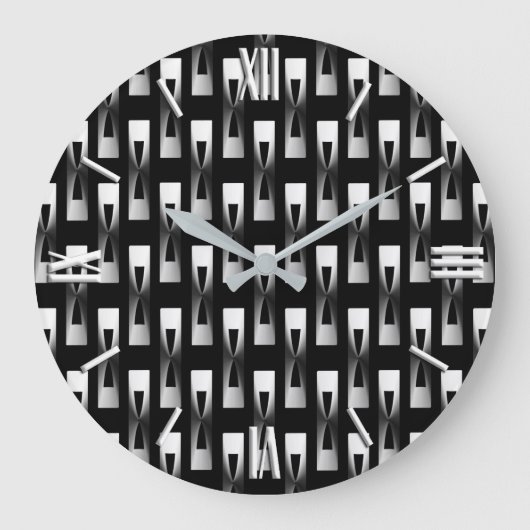 Art Deco Metallic Geometric - Silver and Black Grote Klok (Voorkant)