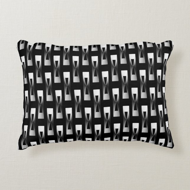 Art Deco Metallic Geometric - Silver en Black Accent Kussen (Voorkant)