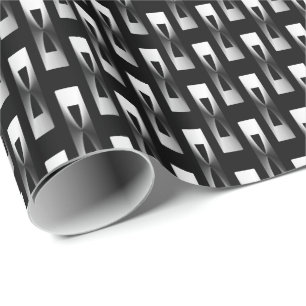 Art Deco Metallic Geometric - Silver en Black Cadeaupapier