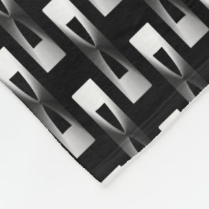 Art Deco Metallic Geometric - Silver en Black Fleece Deken