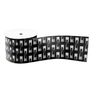 Art Deco Metallic Geometric - Silver en Black Grosgrain Lint