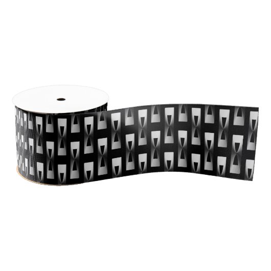 Art Deco Metallic Geometric - Silver en Black Grosgrain Lint (Spoel)