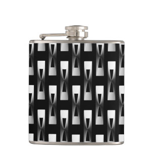 Art Deco Metallic Geometric - Silver en Black Heupfles