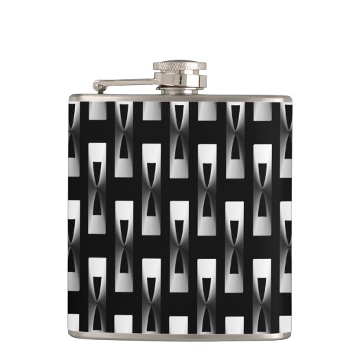Art Deco Metallic Geometric - Silver en Black Heupfles (Voorkant)
