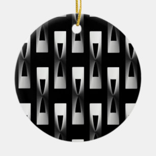 Art Deco Metallic Geometric - Silver en Black Keramisch Ornament