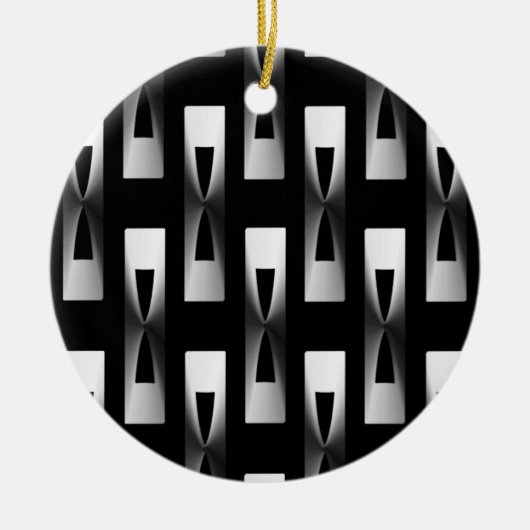 Art Deco Metallic Geometric - Silver en Black Keramisch Ornament (Voorkant)