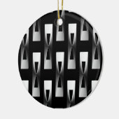 Art Deco Metallic Geometric - Silver en Black Keramisch Ornament (Links)