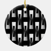 Art Deco Metallic Geometric - Silver en Black Keramisch Ornament (Achterkant)