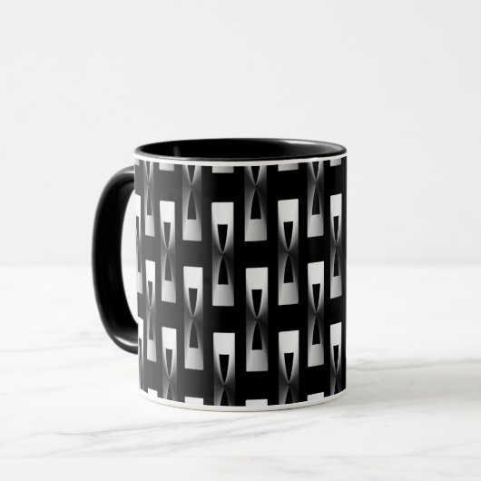 Art Deco Metallic Geometric - Silver en Black Mok (Voorkant links)