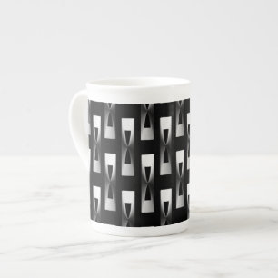 Art Deco Metallic Geometric - Silver en Black Porselein Kop