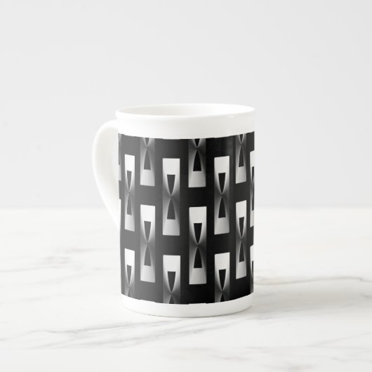 Art Deco Metallic Geometric - Silver en Black Porselein Kop (Links)