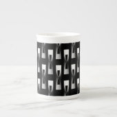 Art Deco Metallic Geometric - Silver en Black Porselein Kop (Voorkant)