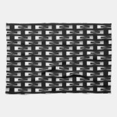 Art Deco Metallic Geometric - Silver en Black Theedoek (Horizontaal)