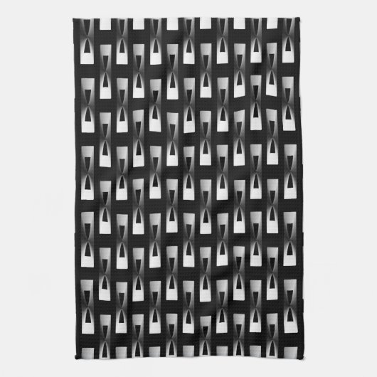 Art Deco Metallic Geometric - Silver en Black Theedoek (Verticaal)