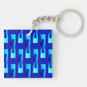 Art Deco Metallic Geometrisch - Kobaltblauw Sleutelhanger (Achterkant)
