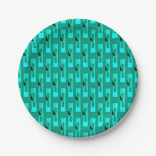 Art Deco Metallic Geometrisch - Pauw en Teal Papieren Bordje