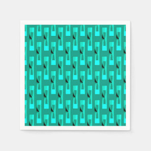 Art Deco Metallic Geometrisch - Pauw en Teal Servetten