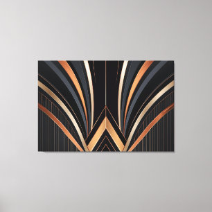 Art Deco Metallic Geometrische Elegantie Canvas Afdruk