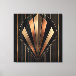 Art Deco Metallic Geometrische Elegantie Canvas Afdruk
