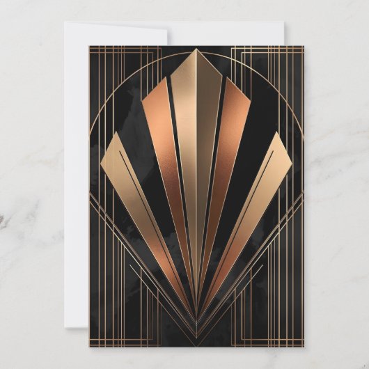Art Deco Metallic Geometrische Elegantie Feestdagenkaart (Voorkant)