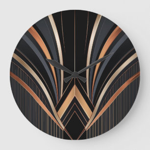 Art Deco Metallic Geometrische Elegantie Grote Klok