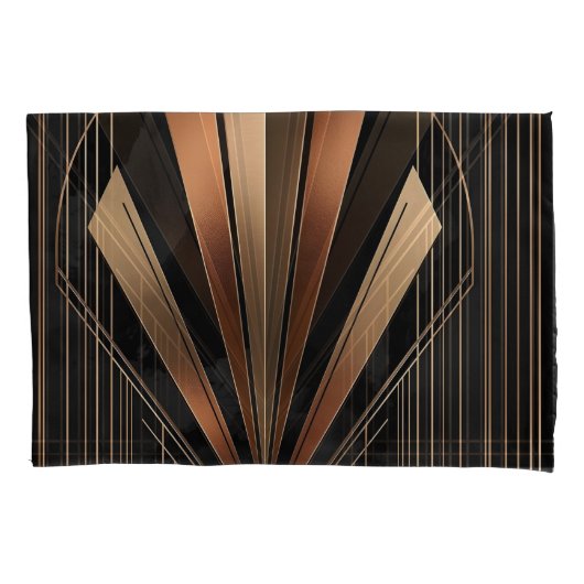 Art Deco Metallic Geometrische Elegantie Kussensloop (Voorkant)