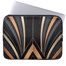 Art Deco Metallic Geometrische Elegantie Laptop Sleeve