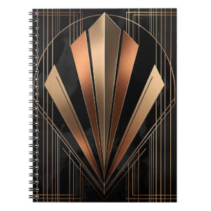 Art Deco Metallic Geometrische Elegantie Notitieboek