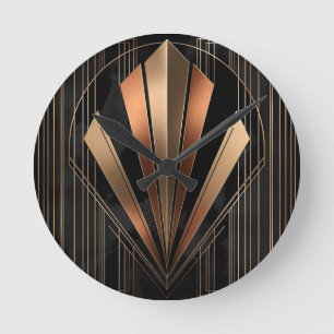 Art Deco Metallic Geometrische Elegantie Ronde Klok