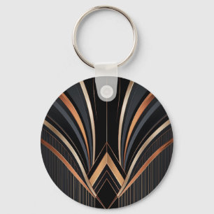 Art Deco Metallic Geometrische Elegantie Sleutelhanger