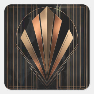 Art Deco Metallic Geometrische Elegantie Vierkante Sticker