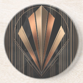Art Deco Metallic Geometrische Elegantie Zandsteen Onderzetter