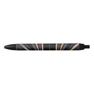 Art Deco Metallic Geometrische Elegantie Zwarte Inkt Pen