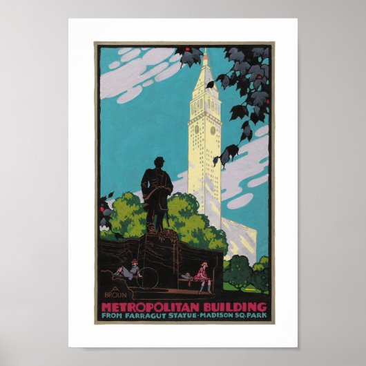 Art Deco Metropolitan Building NYC Travel Poster (Voorkant)