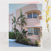 ART DECO MIAMI BEACH BIRTHDAY Wenskaart Kaart (Gele Bloem)