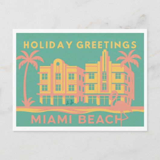Art Deco Miami Beach Holiday Postcard Briefkaart (Voorkant)