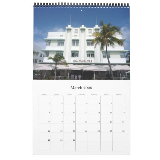 art deco miami florida kalender (Mar 2026)