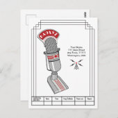 Art Deco Microphone and Transmitter QSL Briefkaart (Voorkant / Achterkant)