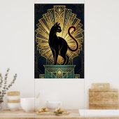 Art Deco Minimal Cat Profile Wall Art Poster (Keuken)