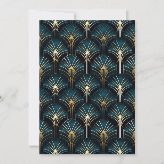Art deco minimalistisch effen blauw goud gatsby th kaart (Achterkant)