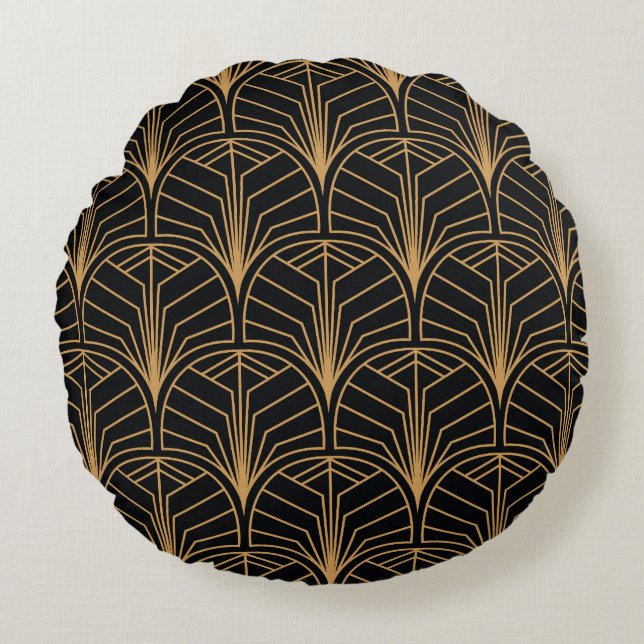 Art Deco,  minimalistisch patroon. Rond Kussen (Voorkant)