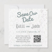 Art Deco Minimalistische Blauwgroen en Grijze QR-c Save The Date (Voorkant)