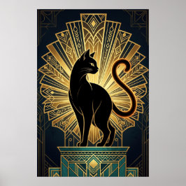 Art Deco Minimalistische Kat Profiel Wand Kunst Poster