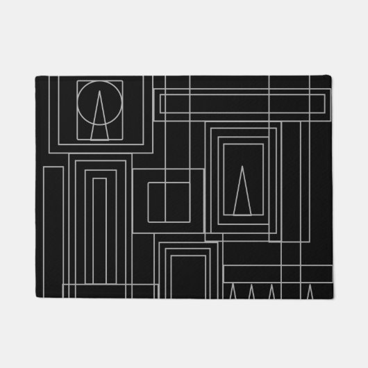 Art Deco Minimalistische Monochrome Deurmat (Voorkant)