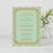 Art Deco Mint Bruiloft Menu (Staand voorkant)