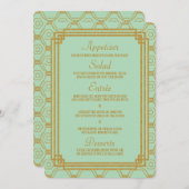 Art Deco Mint Bruiloft Menu (Voorkant / Achterkant)