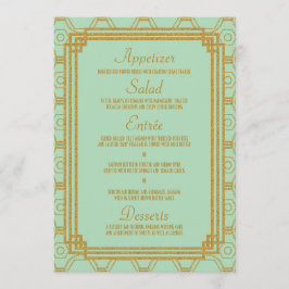 Art Deco Mint Bruiloft Menu